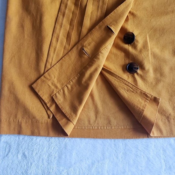 BODEN Leonora Blended Linen Belted Front Button A Cut Midi Skirt Orange SZ 16R - Picture 7 of 13